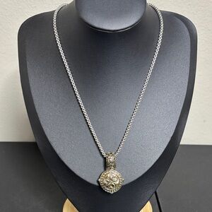 Western Boho Box Chain Two Tone Interchangeable Pendant Floral Necklace